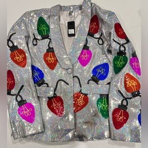 NWT Queen of Sparkles Christmas Lights Blazer